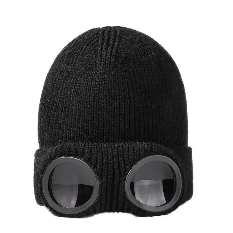 Bonnet d’hiver tricoté avec masque de ski intégré, unisexe, chaud, doublure polaire, coupe-vent, pour le ski, le snowboard et les activités de plein air | Sansoti