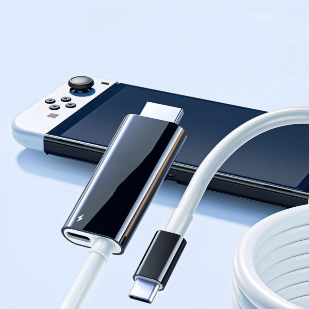USB-C naar HDMI Adapter Kabel 2 Meter met Oplaadpoort voor Gaming Console Tablet Smartphone en Laptop | Sansoti