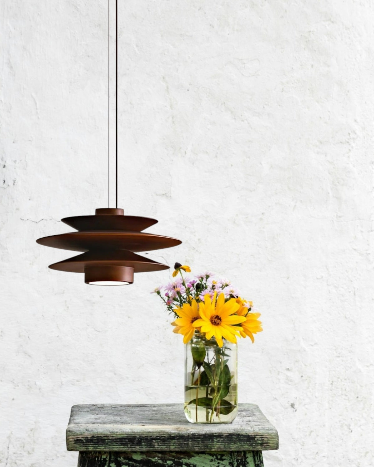 Suspension moderne en noyer avec design superposé – lampe de plafond élégante pour salle à manger et salon avec diffusion de lumière chaleureuse | Restfield
