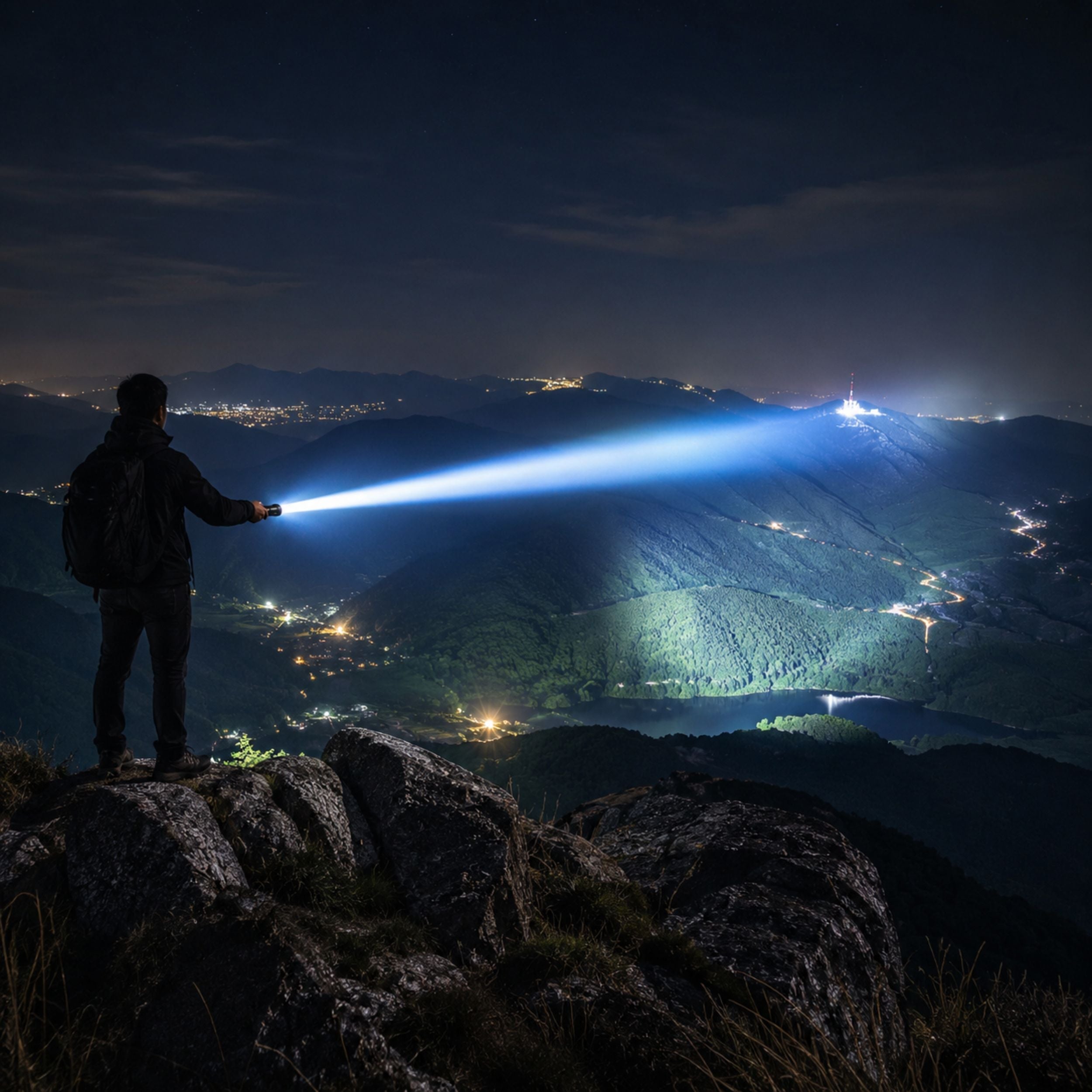 Tactische Zaklamp met Oplaadbare 5000mAh Batterij - Krachtige LED 100000 Lumen - Waterdicht & Schokbestendig - Met LCD Batterij-indicator & Powerbank Functie | Sansoti