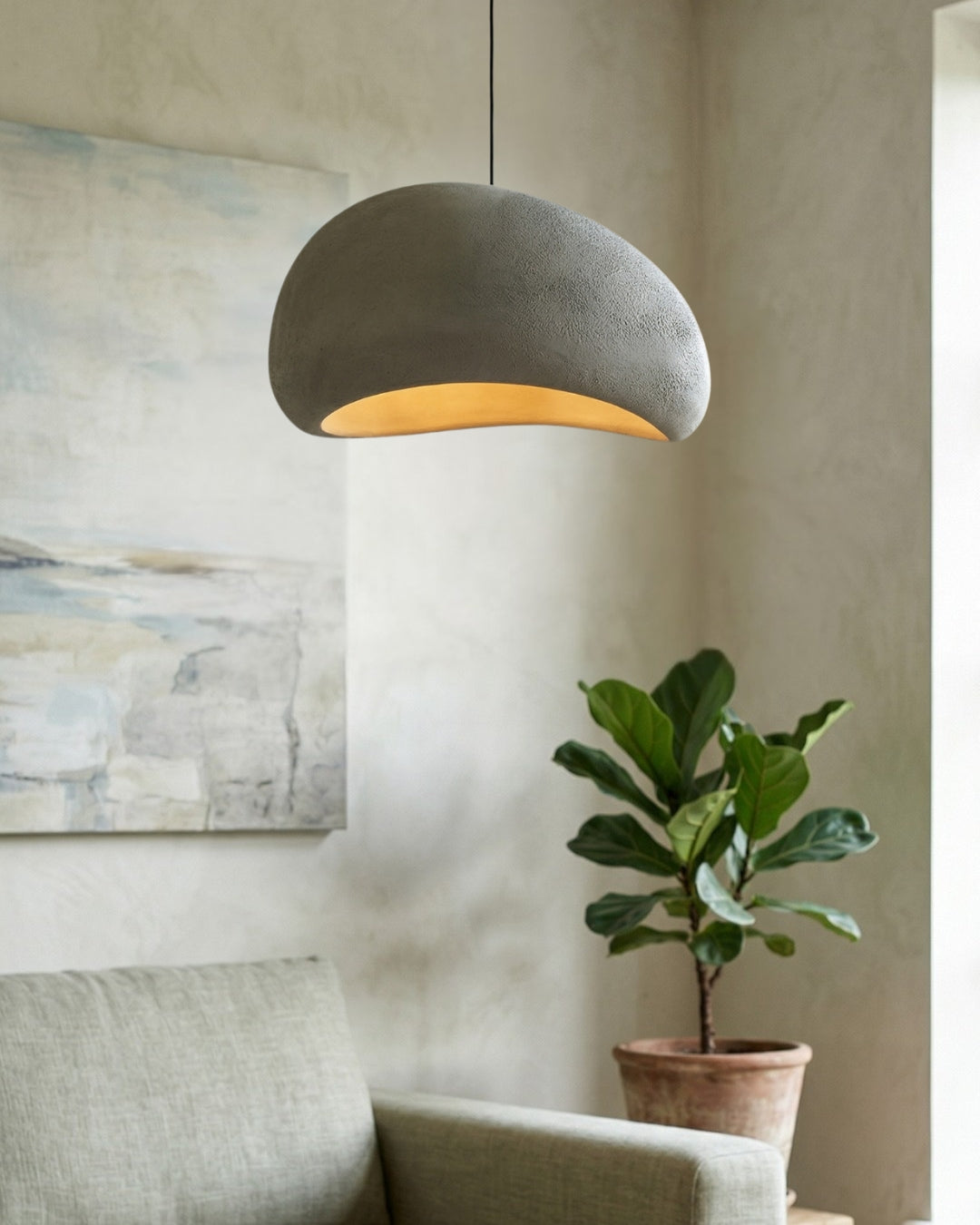 Wabi Sabi Polymeeren Hanglamp – Organische Textuur Scandinavische Lichtdesign voor Woonkamer Eetkamer | Sansoti