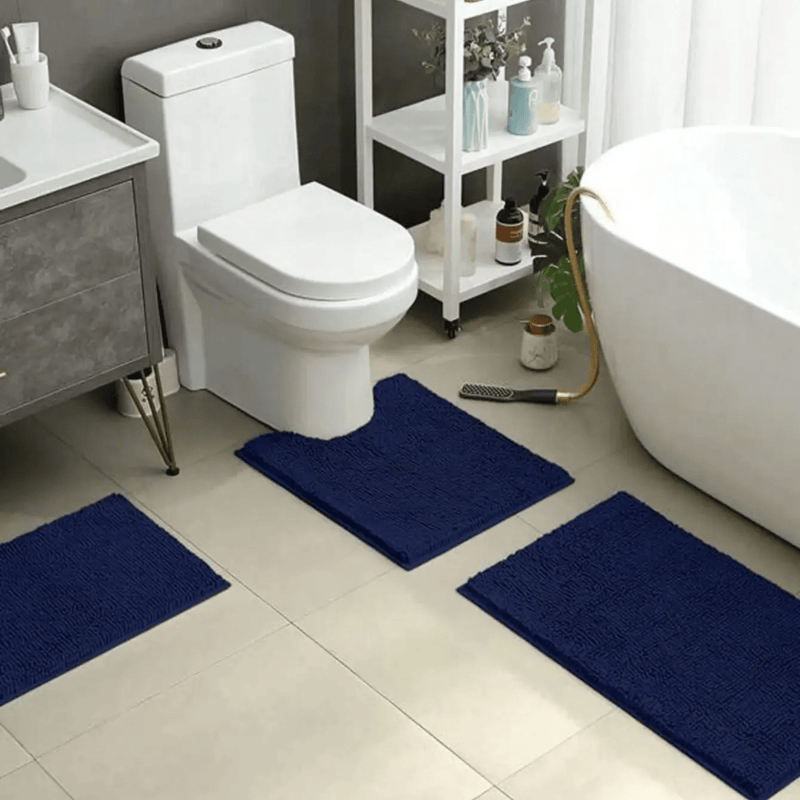 Chenille Badmat Antislip Polyester 3 Formaten Zacht Absorberend Badkamer Toilet | Sansoti