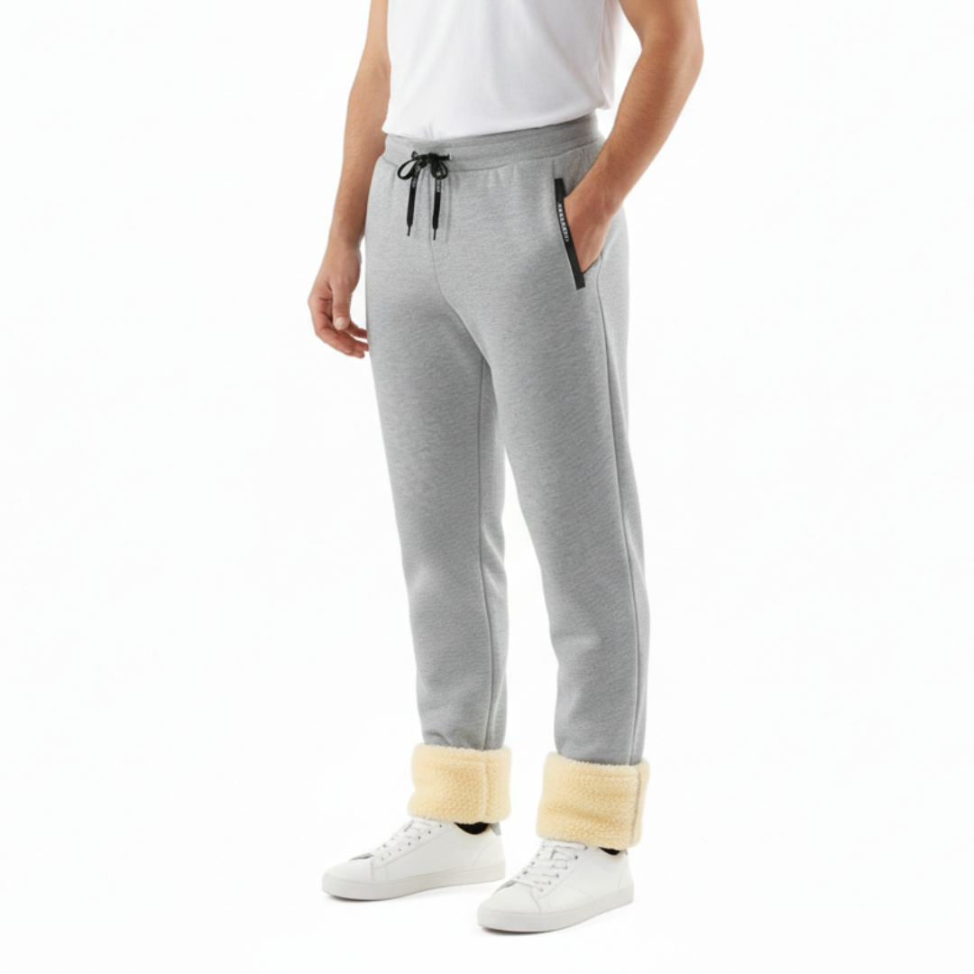 Lined Joggers with Sherpa Inner Lining, Winter Pants, Fleece, Zippered Pockets, Elastic Waist, Comfort | Sansoti