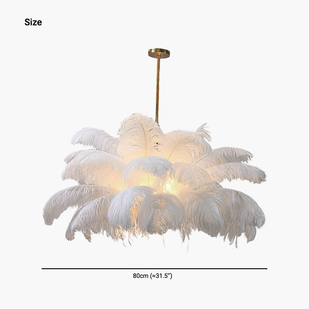 Veren Hanglamp Plafondlamp Struisvogelveren Wit LED 80cm 100cm Modern Design | Sansoti