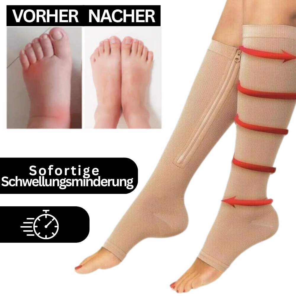 Compressiekousen met Rits Zwart Nude S-M L-XL 2XL Orthopedische Ondersteuning Dagelijks Comfort Therapeutisch | Sansoti