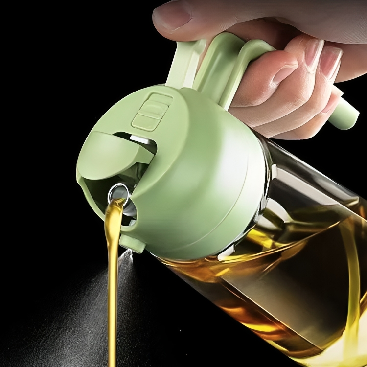 Oliespray Fles met Verstuiver 470ml Groen Geel Wit Zwart Keuken Koken Gezond Bakken Grillen Olijfolie Doseren Bespaart Olie | Sansoti