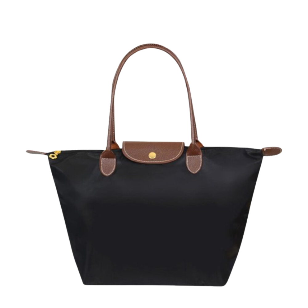 Waterdichte Nylon Shopper met Lederen Details – Ruime Handtas voor Werk en Reizen | Sansoti