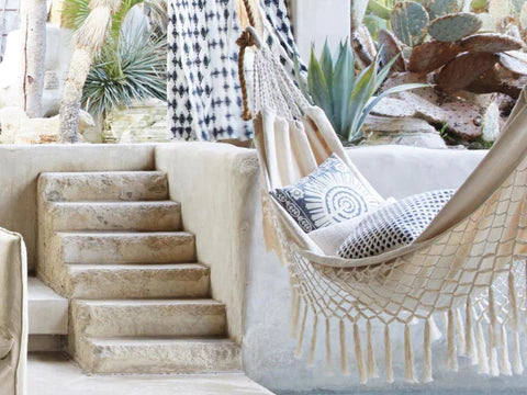 Handgemaakte Macramé Hangmat Tweepersoons Katoenen Touwwerk Balkon Veranda Tuin Terras | Sansoti