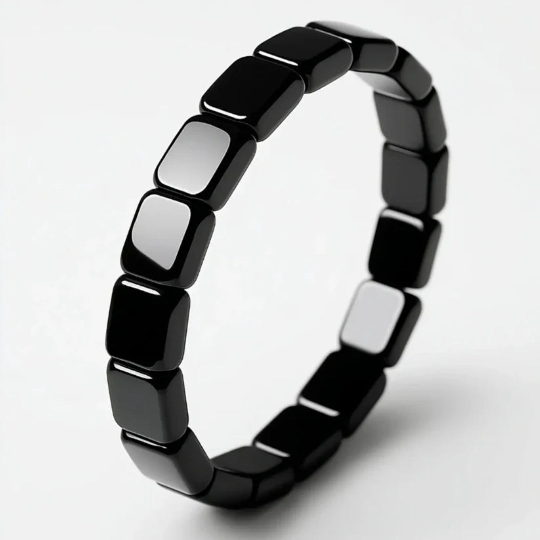 Verstellbares Hämatit-Armband, Schwarz, silberfarben, Naturstein, Balance, Ruhe, für Damen und Herren, Meditation | Sansoti