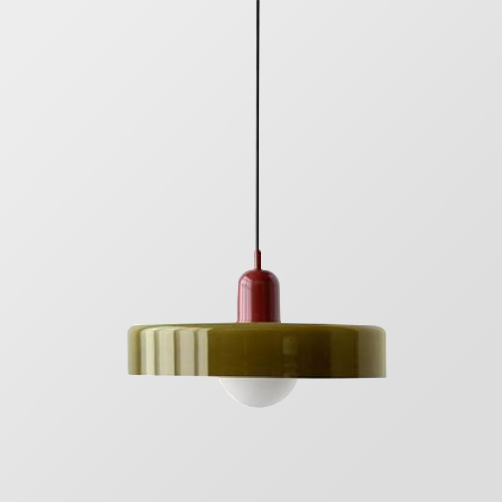 Glazen Hanglamp Bauhausstijl Gekleurd Glas Rond Ø25-35cm E27 Verstelbaar Eettafel Plafondlamp Retro Design | Sansoti