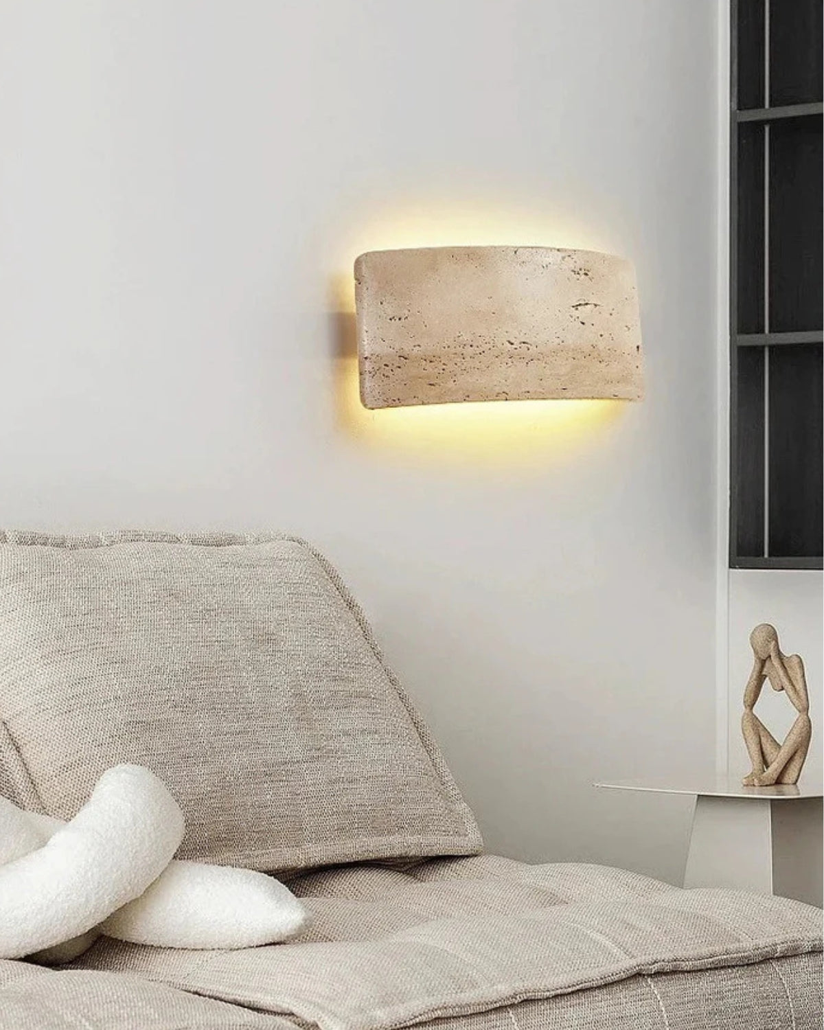 Travertin Wandlamp Modern Design met Warm LED-Licht voor Binnen en Buiten 12x25cm Waterdicht | Sansoti