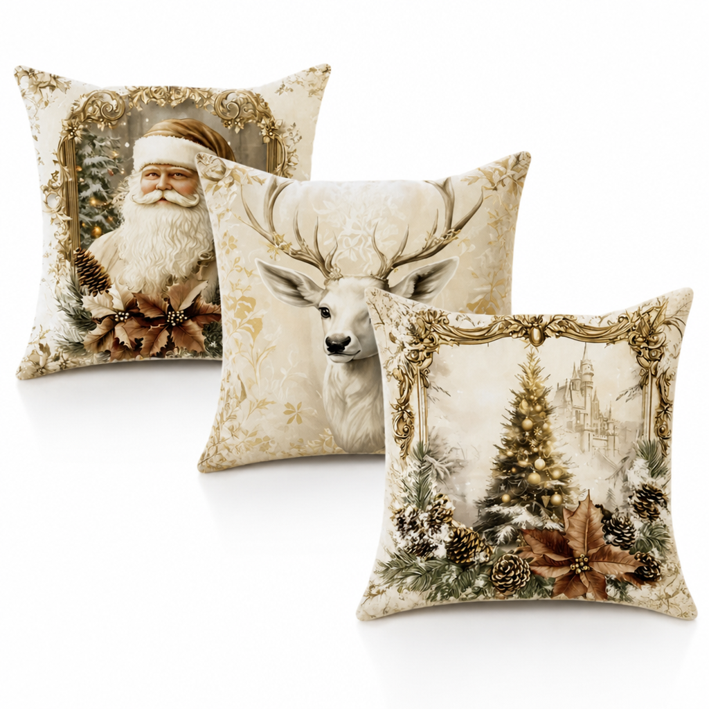 Samt-Kissenbezug mit festlichem Motiv 45×45 cm Gold Baumwoll-Polyester Reißverschluss Quadratisch Dekorativ für den Innenbereich | Sansoti