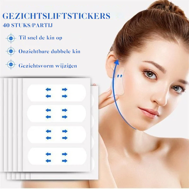 Onzichtbare Face Lift Tape 40 Stuks – Huidvriendelijke Gezichtslifting Strips Anti-Rimpel Huidversteviging V-Vorm Contouring voor Natuurlijke Lift | Sansoti