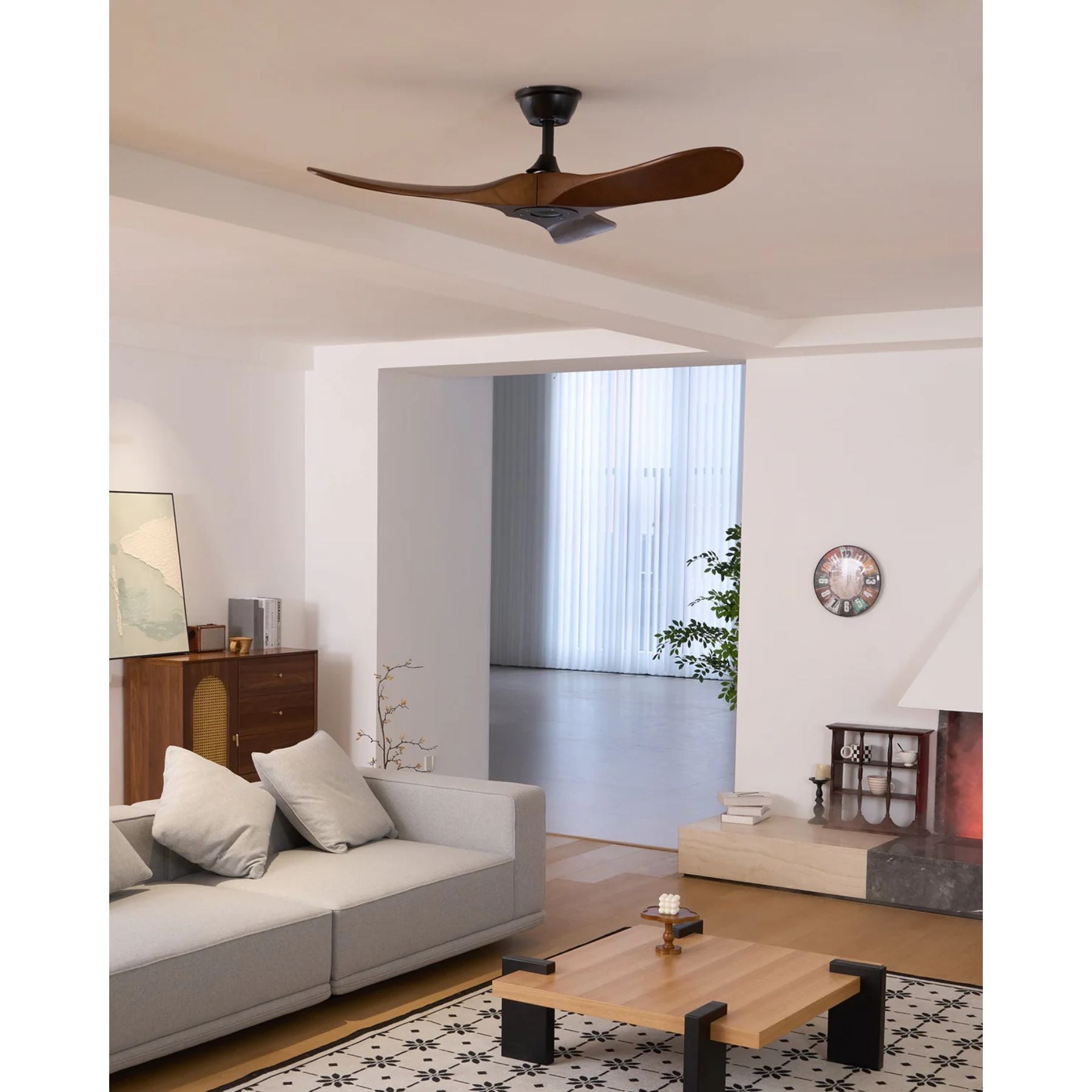 Leno Holz-Deckenventilator Walnuss Leise 6 Geschwindigkeiten Wohnzimmer Schlafzimmer Design Ventilator Mit Fernbedienung Modernes Interieur | Restfield