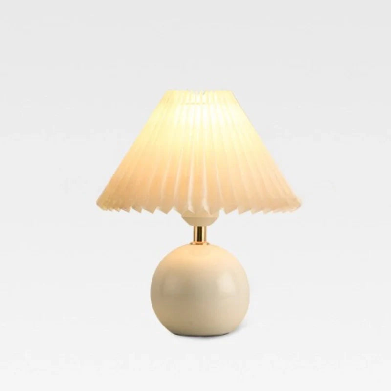 Keramische Tafellamp met Plooikap – Japanse Stijl Verlichting Wit Roze Beige voor Slaapkamer Woonkamer Bureau | Sansoti