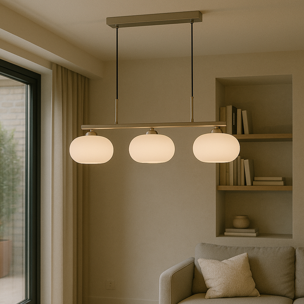 Bauhaus 3-kops hanglamp glas metaal zwart kookeiland eetkamer verlichting moderne design lamp minimalistisch interieur | Sansoti