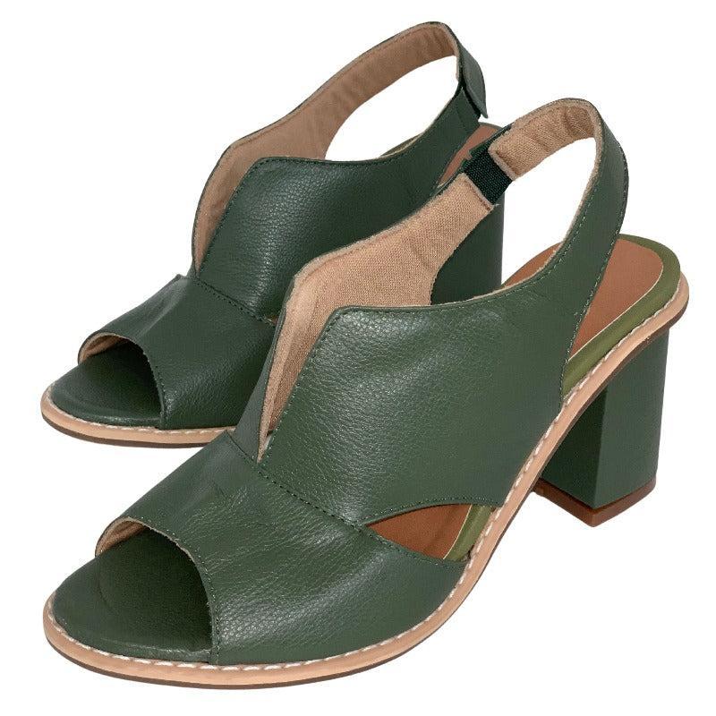 Dames Sandalen met Blokhak Open Teen Elegant Comfortabel Leer Bordeauxrood Zomerschoenen | Sansoti