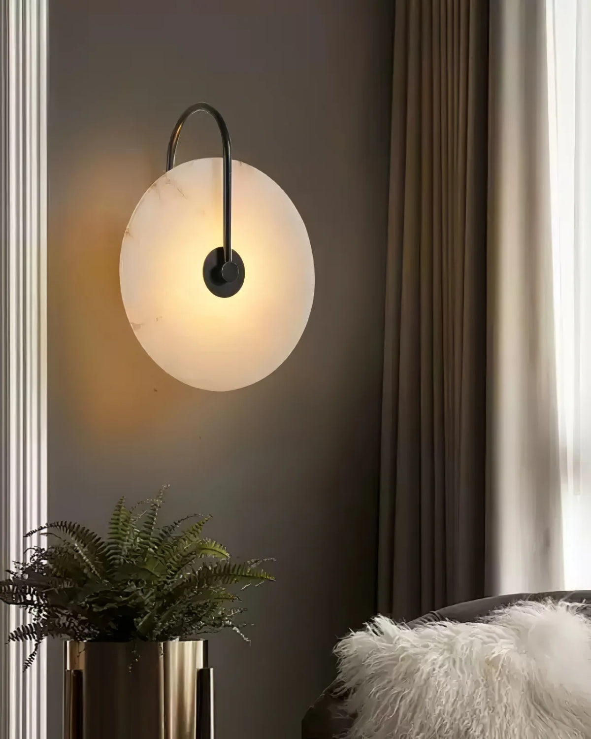 Ronde LED Wandlamp Acrylaat 20-25cm Zwart Goud Warm Licht Slaapkamer Hal | Sansoti