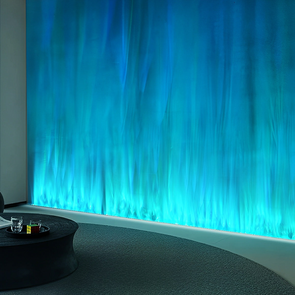 Wandlamp LED 3D Vlameffect Aluminium Zwart Woonkamer Bar RGBW Sfeerlamp Wandwasser Lichteffect | Sansoti
