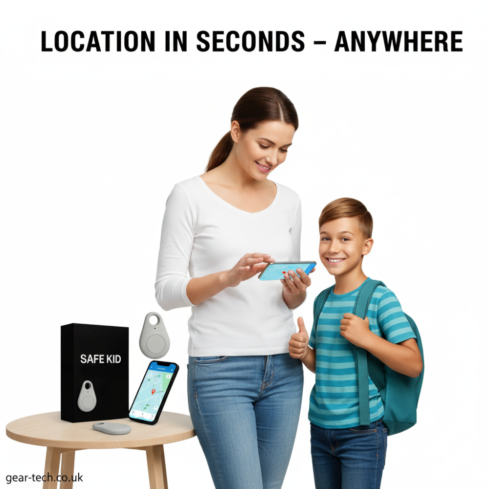 Kinder GPS-Tracker Waterdicht met Real-Time Locatie & SOS-Alarm | Klein, Licht, Draagtasje en Beveiligingsfuncties | Sansoti