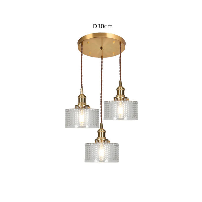 Crystal Glass Pendant Light Cylindrical Shape Adjustable Height Vintage Style Living Room Dining Room Hallway Ambient Lighting | Sansoti