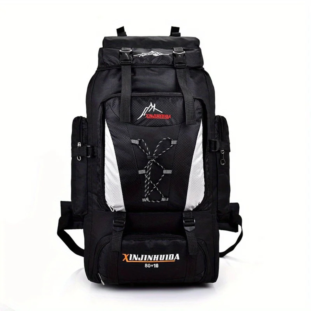 Wanderrucksack 80 Liter aus wasserdichtem Nylon mit Hüftgurt und belüftetem Rückenpanel für Outdoor und Camping | Sansoti