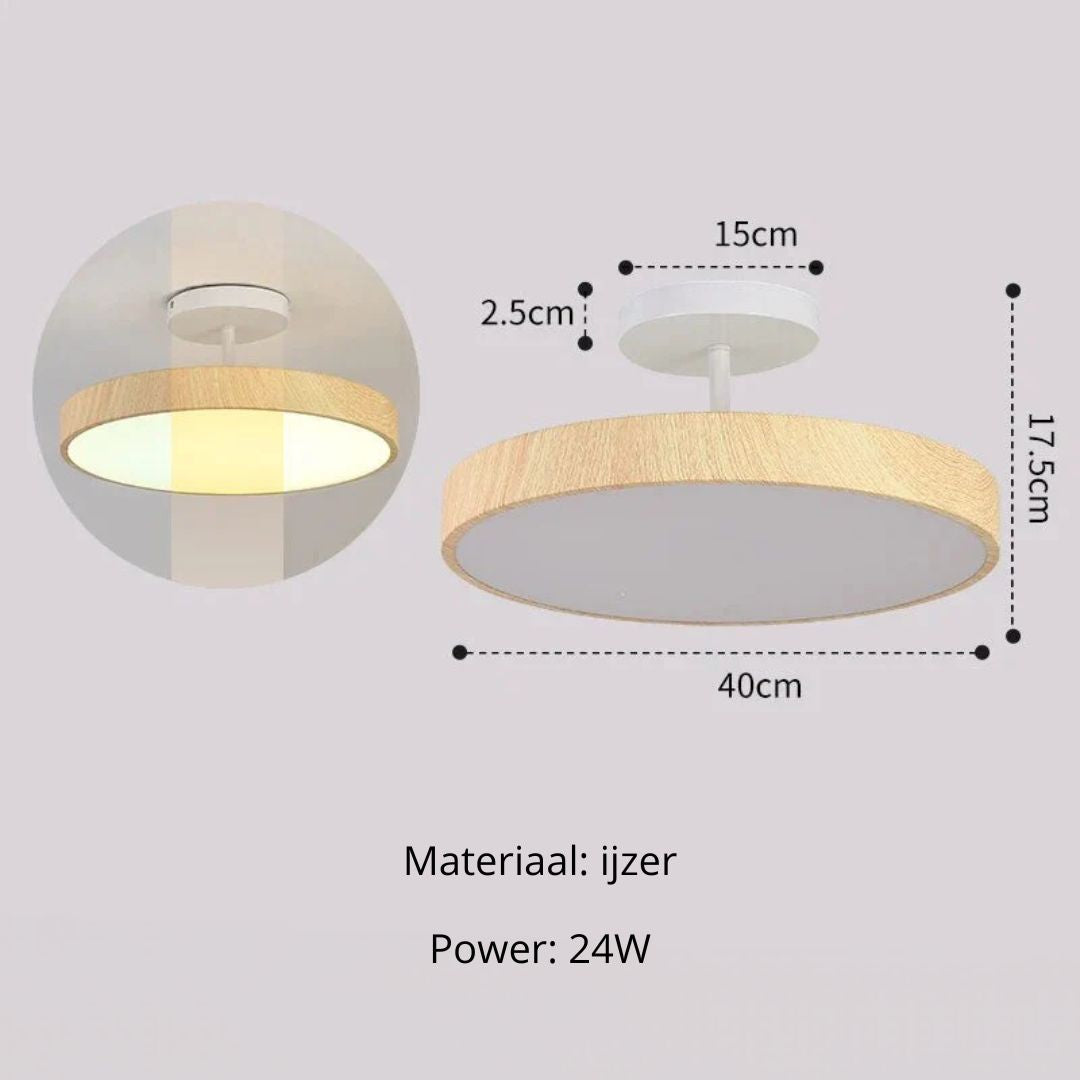 LED-Deckenleuchte Holzoptik Gold Rund Halbaufbau Wohnzimmer Schlafzimmer Esszimmer Design Deckenbeleuchtung | Restfield