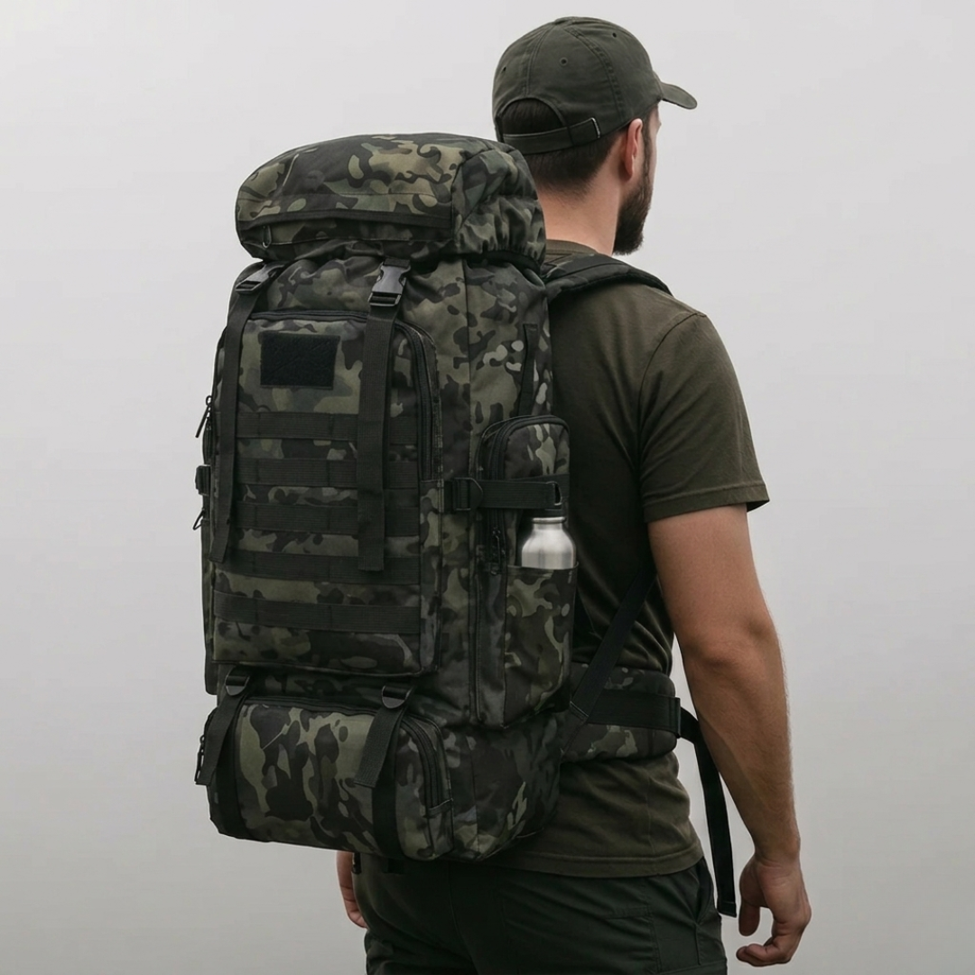 Trekking Backpack 80 Liters with MOLLE System – Waterproof Oxford Fabric for Multi-Day Hiking | Sansoti