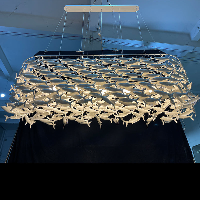 Porseleinen Vissen Kroonluchter Ovaal & Rond Design Eetkamer Hanglamp Dimbaar Warm Wit LED Decoratief | Sansoti