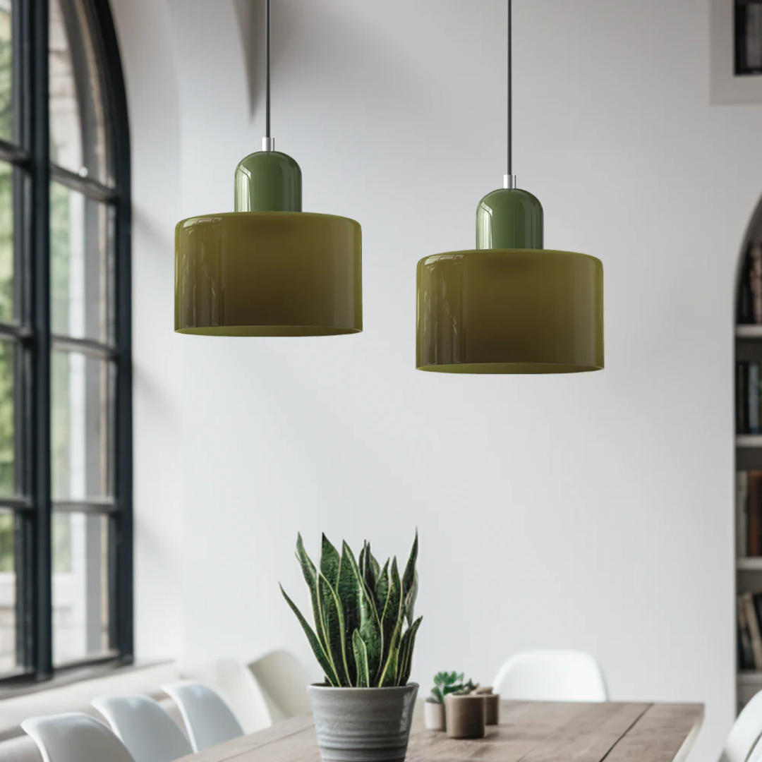 Lismeno Retro Hanglamp Glas 15cm Groen Oranje Eettafel Keuken Vintage Verlichting Compact | Sansoti