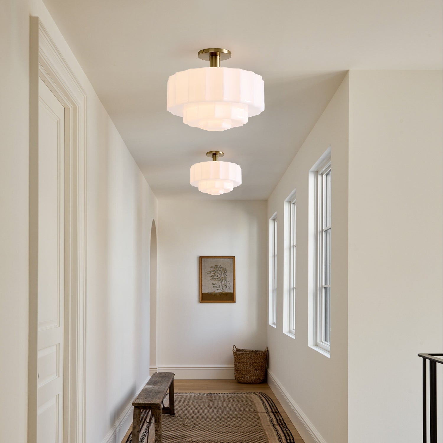 Gelaagde Plafondlamp met Getextureerd Melkglas – Modern Vintage Design | Sansoti