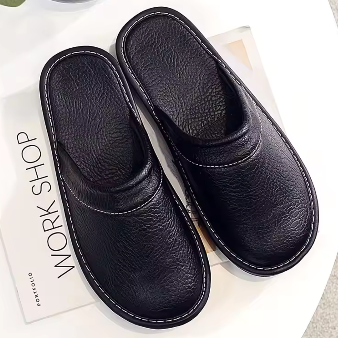 Leren Instappers voor Heren Zachte Zool Pantoffels Binnen Comfortabel Huisschoeisel Antislip Loafers | Sansoti