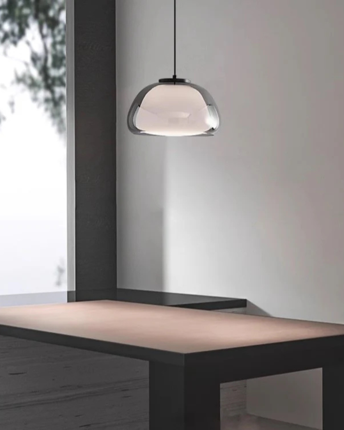 Luxe Glazen Hanglamp Met Mat En Transparant Glas In Minimalistisch Japandi Design | Sansoti