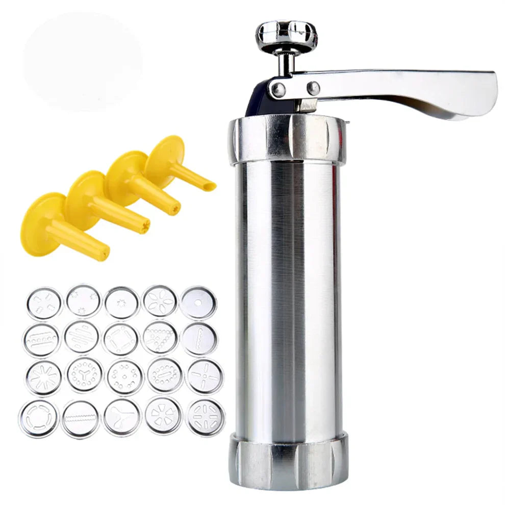 Kekspresse Aluminium 20 Formen 4 Spritztüllen Spritzgebäck Keks-Maker Weihnachtskekse Backen Dekorieren | Restfield