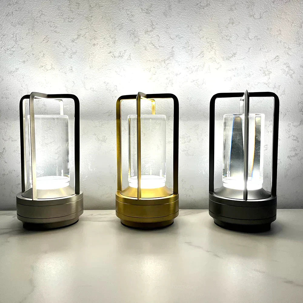 Elegant Table Lamp Crystal Glass Dimmable 3 Light Settings Rechargeable 18 Hour Battery Wireless 2600mAh For Living Room Bedroom Office Outdoor | Sansoti