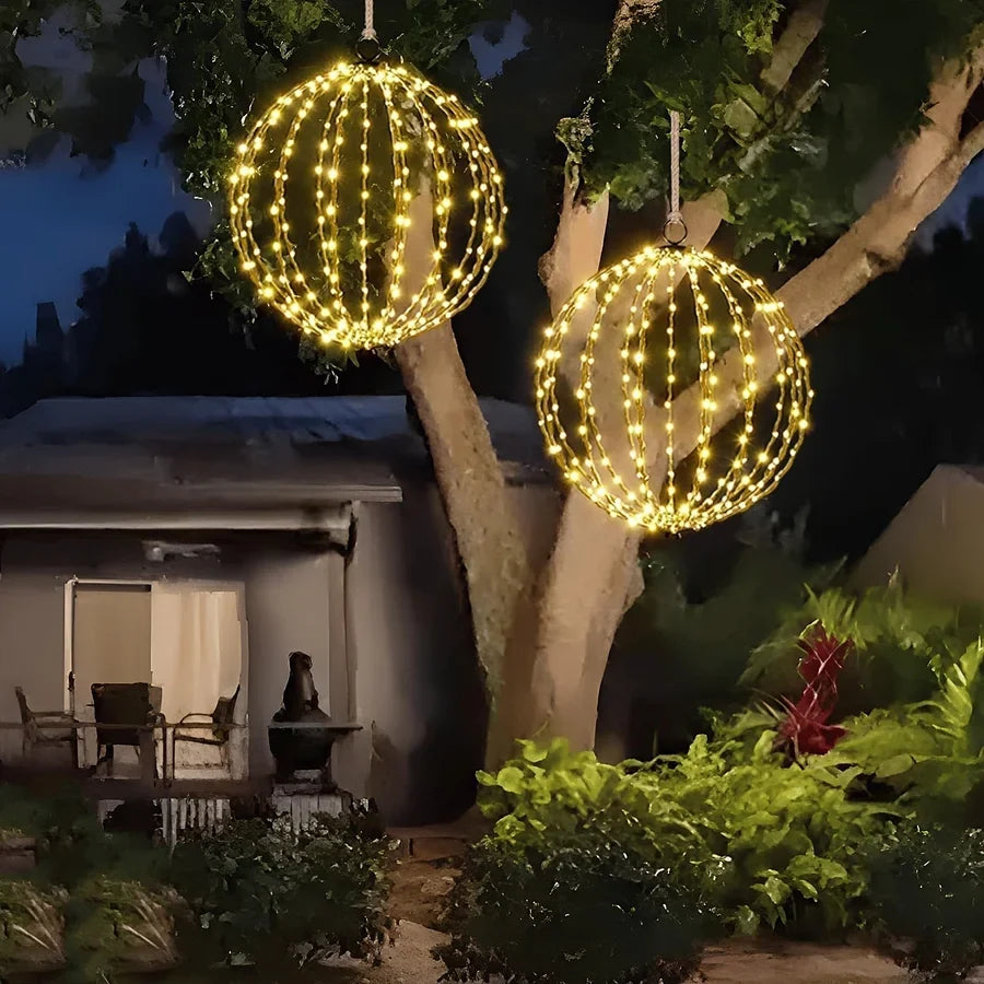 LED Ambient Light Ball Ø 30 cm Wireless Battery-Powered Metal Frame Foldable Decorative Mood Lighting Indoor Outdoor | Sansoti
