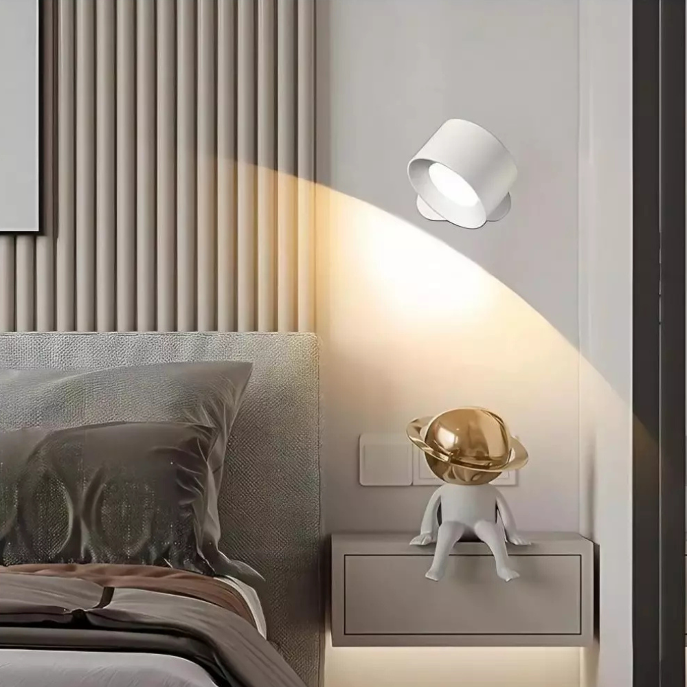 Applique murale magnétique rechargeable sans fil avec télécommande, pivotante à 360°, LED cylindrique à intensité variable, éclairage d’ambiance | Sansoti