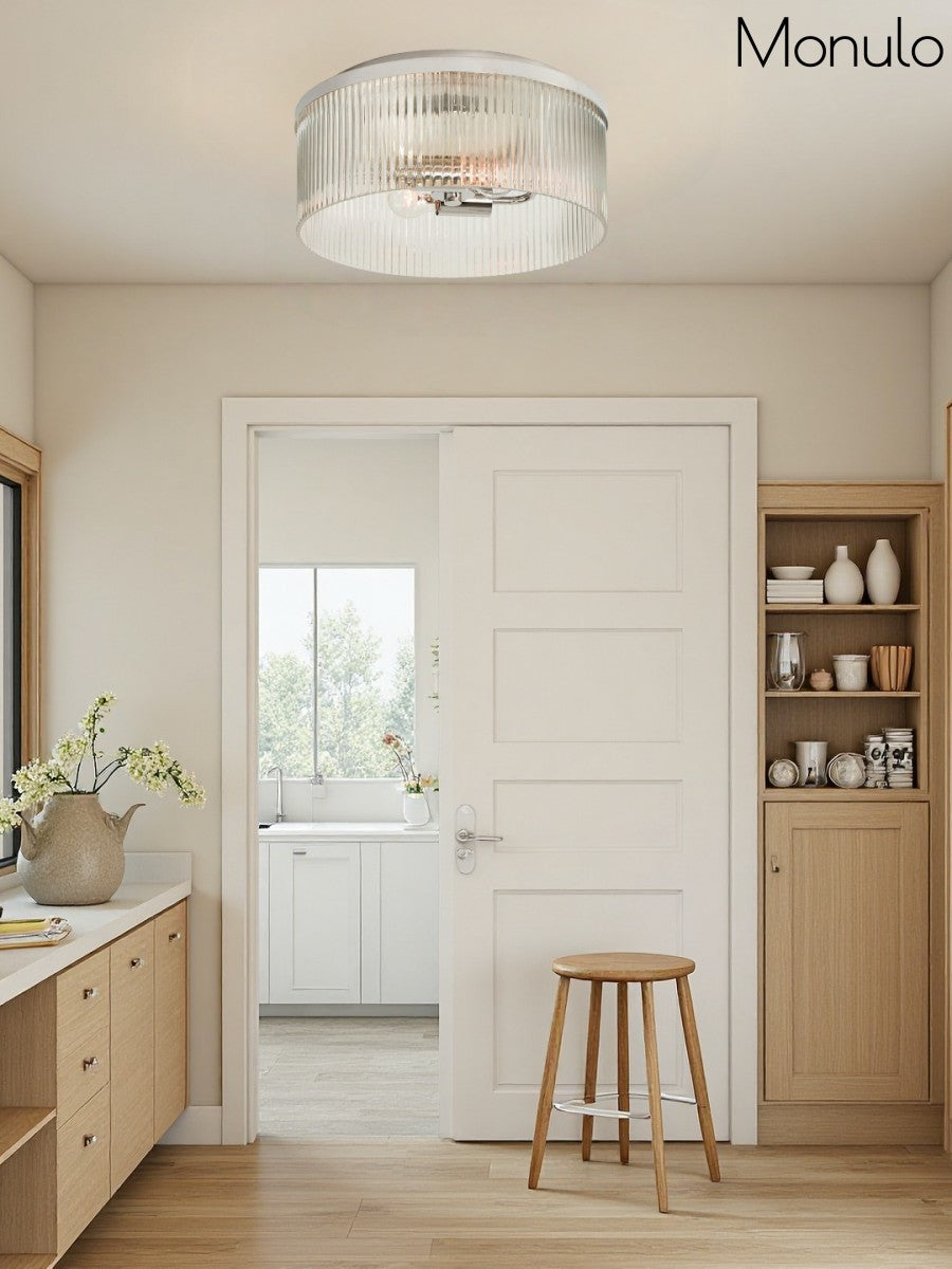 Geribbelde Glazen Plafondlamp Modern Laagbouw Ontwerp Slaapkamer Woonkamer Gang | Sansoti