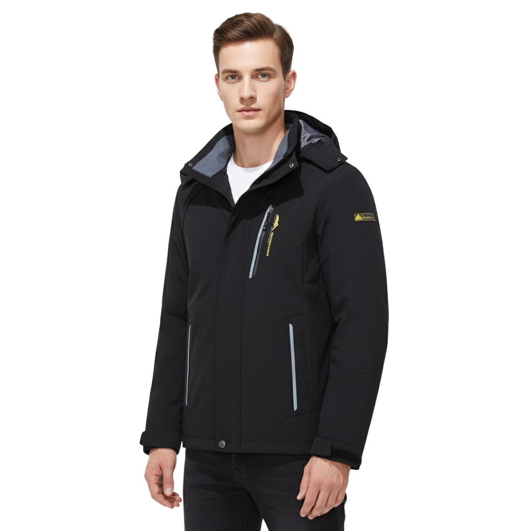 Veste d’extérieur imperméable pour hommes en polyester avec capuche amovible et plusieurs poches pour randonnée, trekking et activités de plein air | Sansoti