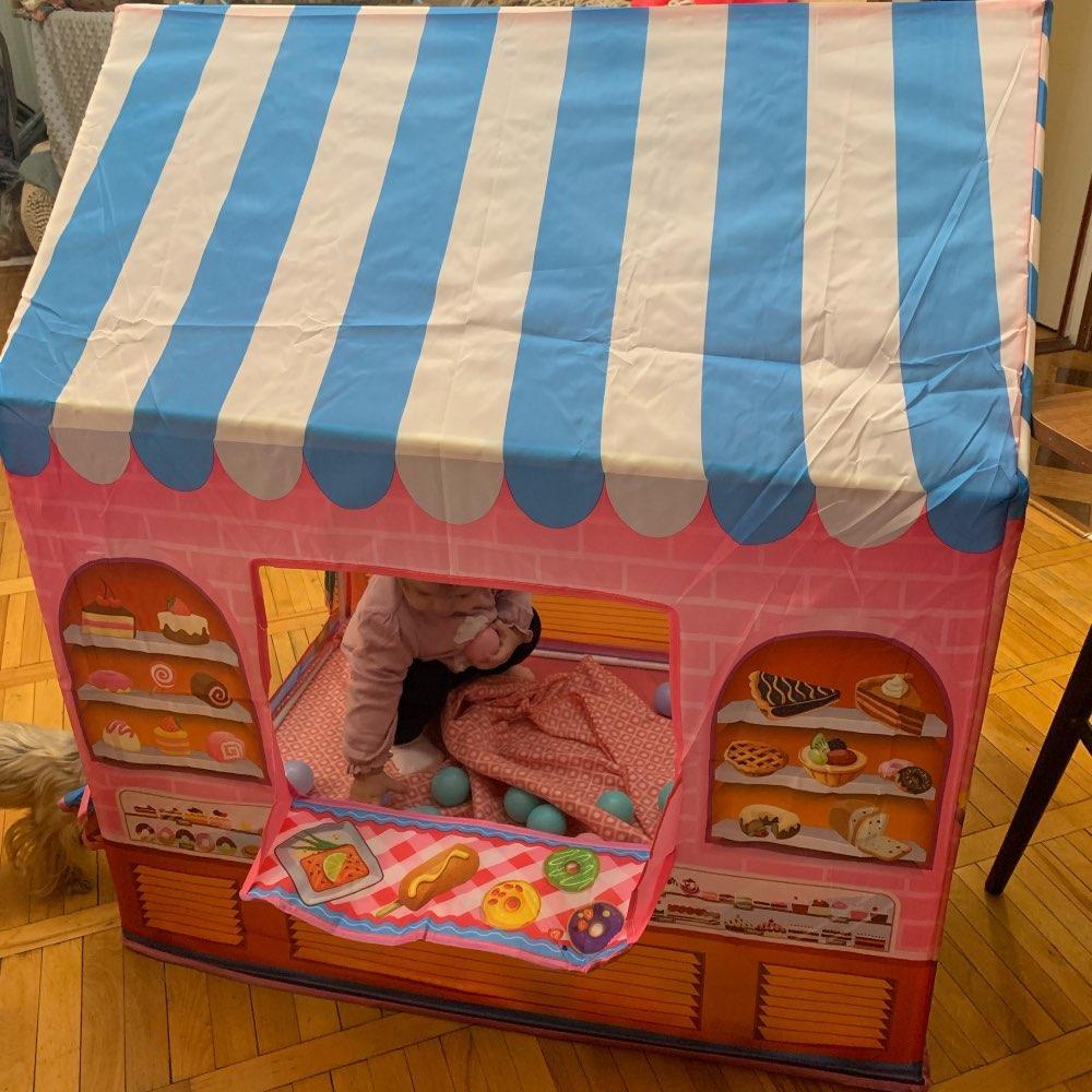 Tente de jeu boulangerie pop-up, maison de jeu 103 x 93 cm, intérieur et extérieur, jeu créatif de rôle, jouet pliable | Sansoti