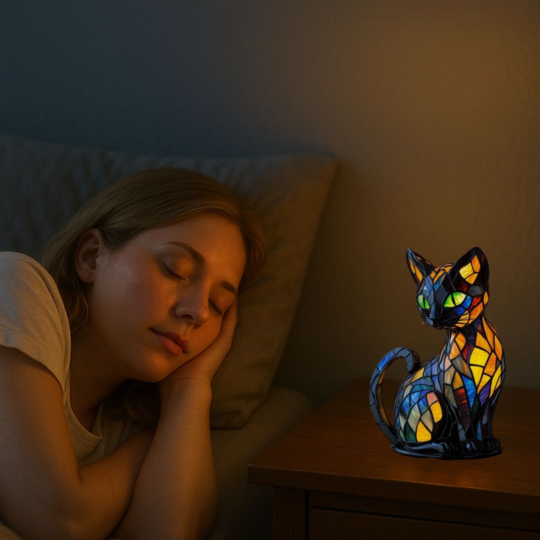 Handgemaakte Katten Tafellamp met Warm Licht — Decoratieve Kattenlamp voor Woonkamer Slaapkamer Nachtkastje — Scandinavisch Geïnspireerd Design | Sansoti