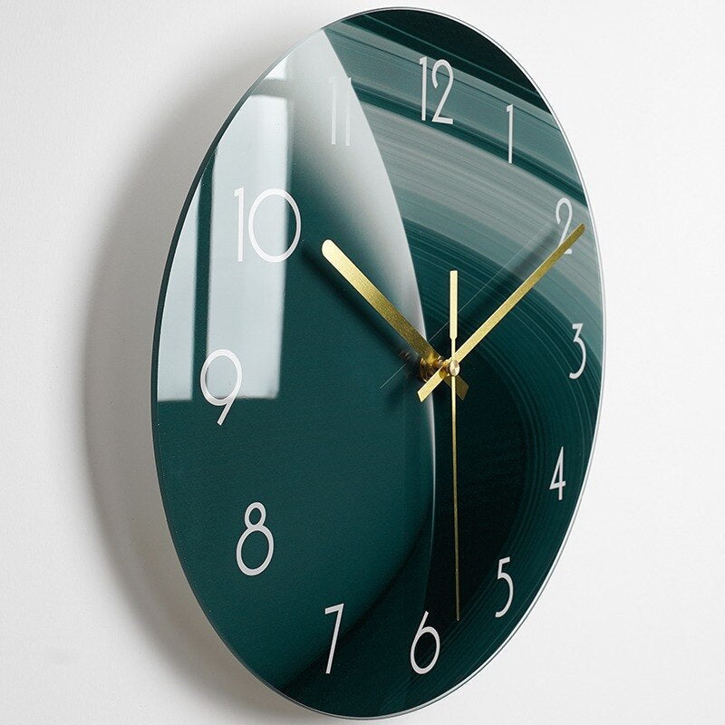 Glass Wall Clock with Artistic Design 30-35 cm Scandinavian Timekeeping Modern Living Room Decoration Kitchen | Sansoti