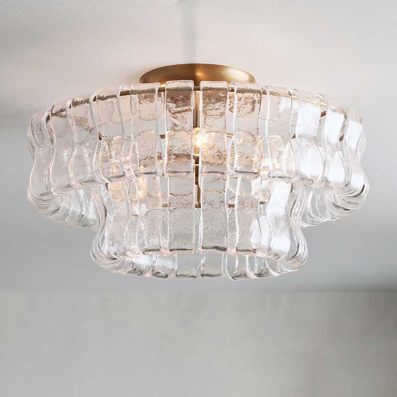 Plafondlamp Glas Textuur Ø46cm Messing Brons 3 Lichtpunten Woonkamer Slaapkamer Eetkamer Modern Design Verlichting | Sansoti