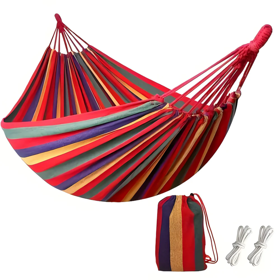 Atmungsaktive Hängematte 190x150 cm für drinnen und draußen, belastbar bis 200 kg, mit Aufbewahrungstasche, Relax-Hängematte als Gartenmöbel | Sansoti