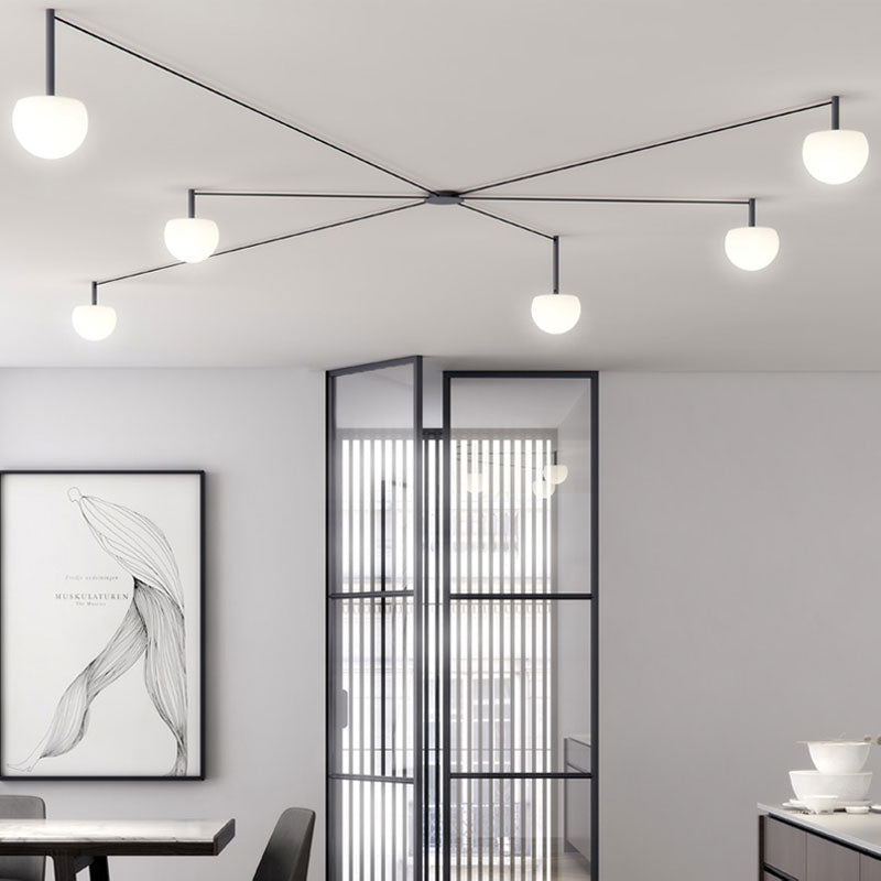 Plafondlamp Glazen Bollen Verstelbaar Metaal Wit Woonkamer Slaapkamer Modern | Sansoti