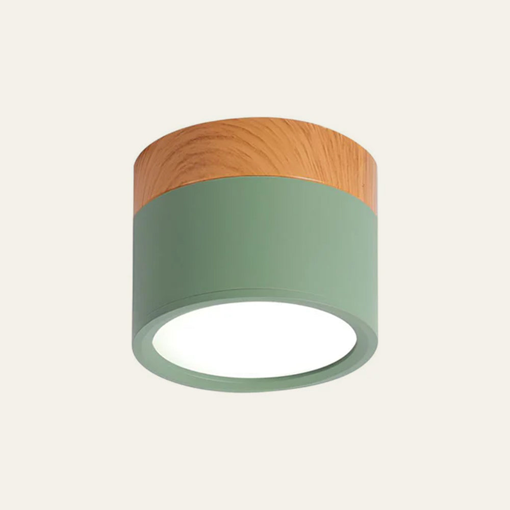 Cylinder kleine Deckenleuchte LED Holz modern Decke Flur Wohnzimmer kompakt Design | Restfield