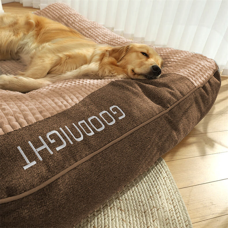 Hundebett Plüsch Rutschfest Waschbar Braun 80x64cm Orthopädisches Hundebett Groß