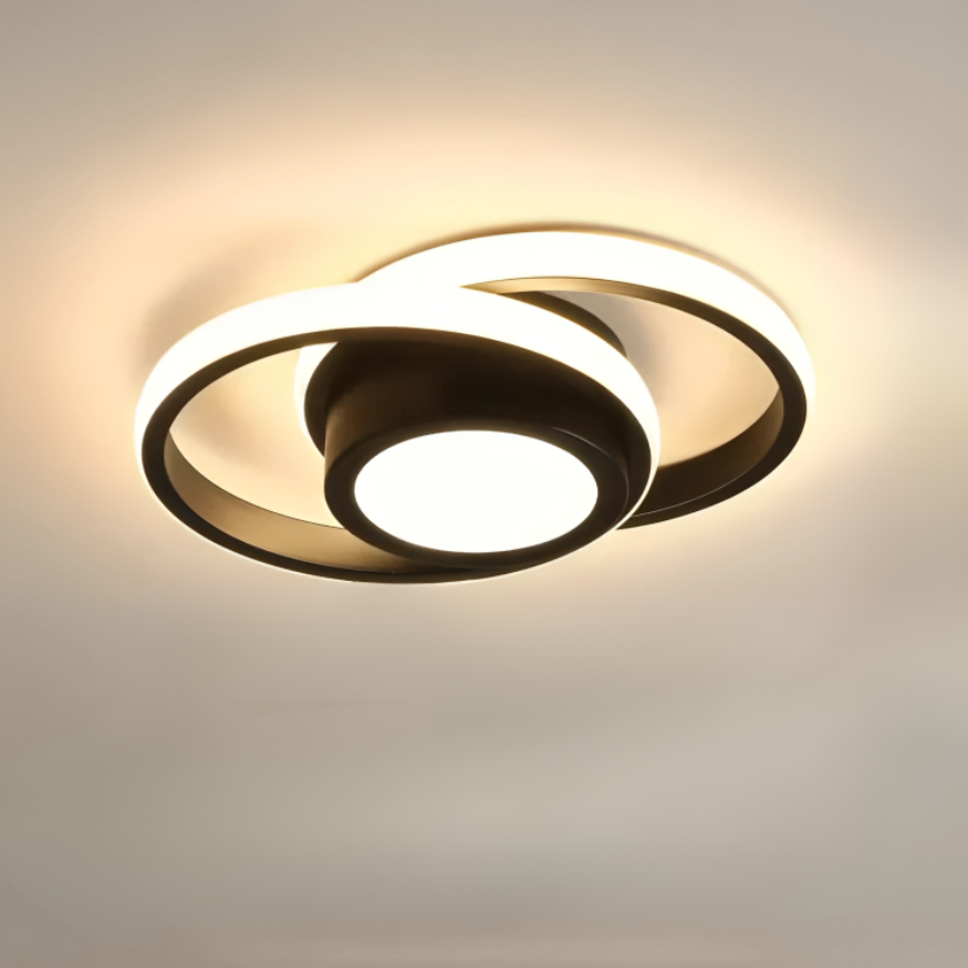 LED Plafondlamp Twee Ringen Design Warm Wit 18W Aluminium Acryl Modern Hal Gang Kantoor Balkon Verlichting | Sansoti