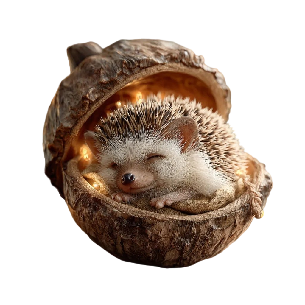 Decoratieve Eikelnootlamp met Bosdiermotief Kinderkamer Nachtverlichting Sfeervolle Tafelverlichting Sfeer | Sansoti