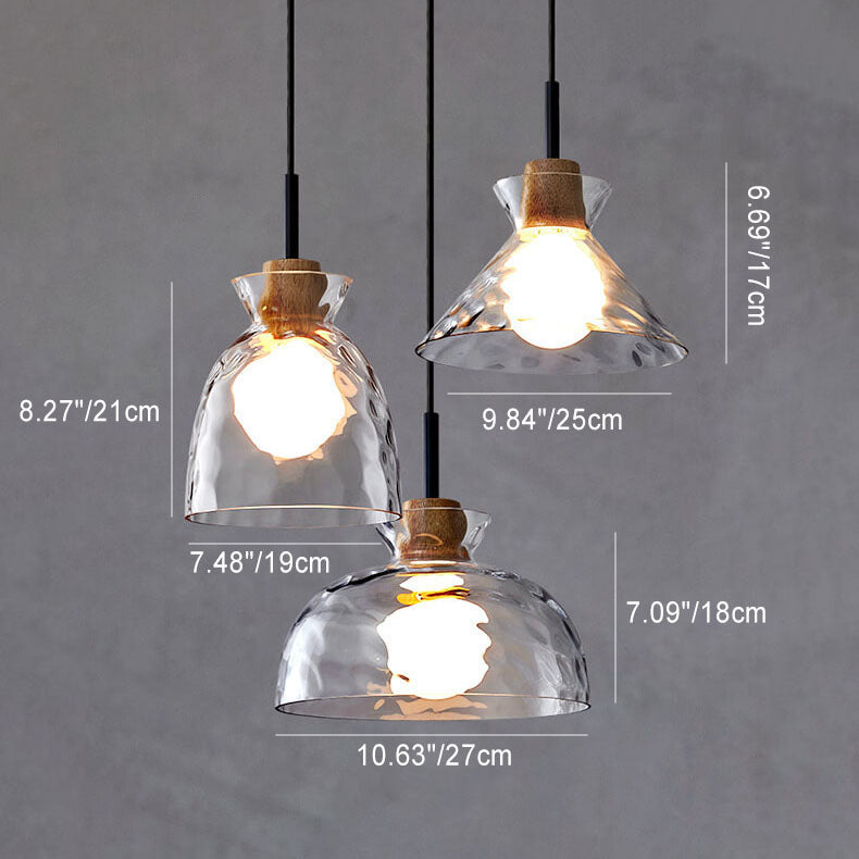 Hanglamp Glas Hout Transparant E26 Woonkamer Slaapkamer Eetkamer Pendellamp Glazen Kap Bell Cone Bowl Industrieel Retro | Sansoti